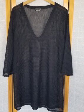 Jordan Taylor Swim Cover-Up Beach Dress Black Mesh Size Large